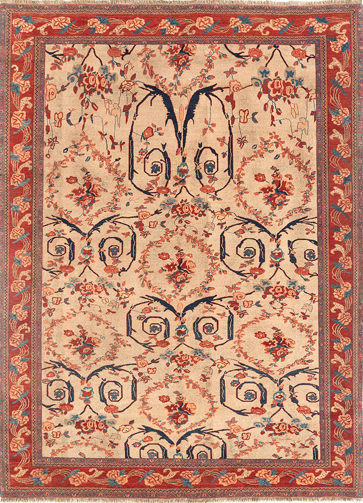 aalam ivory wool hand knotted Rug - HeadShot