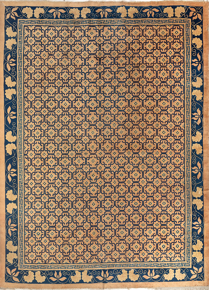 aalam red and orange wool hand knotted Rug - HeadShot