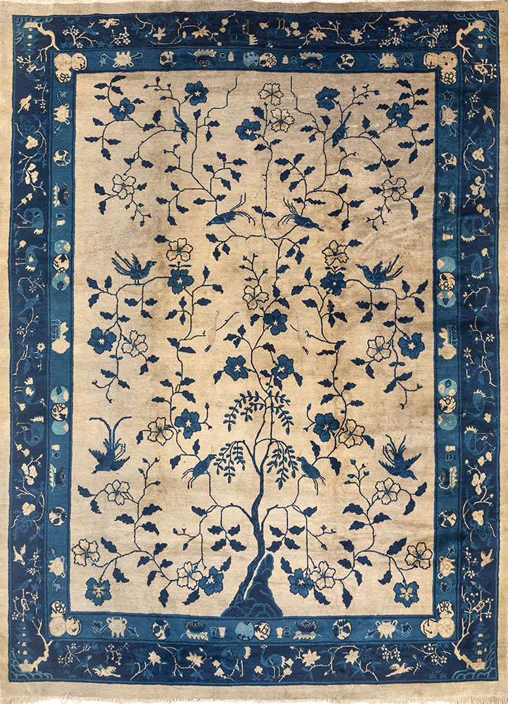 aalam grey and black wool hand knotted Rug - HeadShot