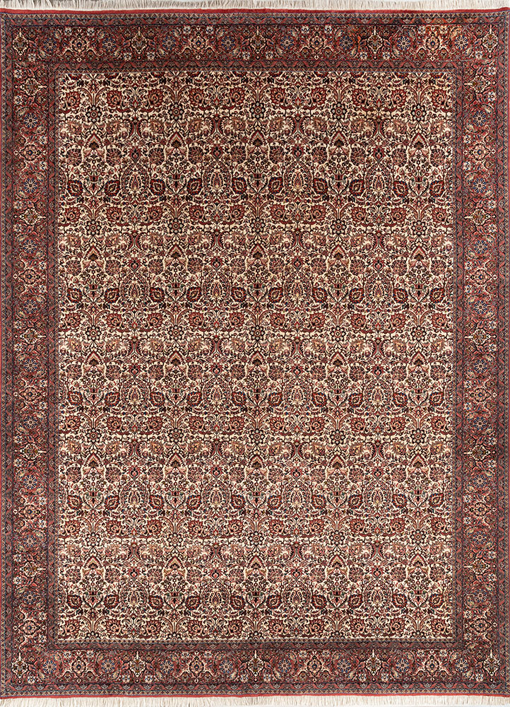 aalam ivory wool hand knotted Rug - HeadShot