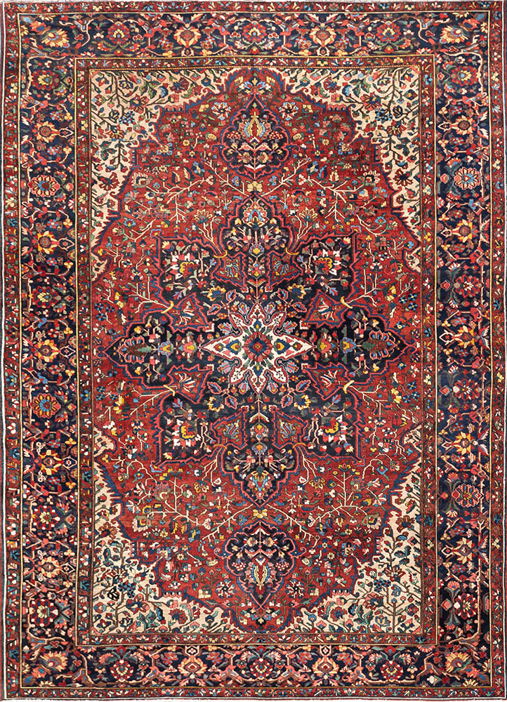 aalam red and orange wool hand knotted Rug - HeadShot