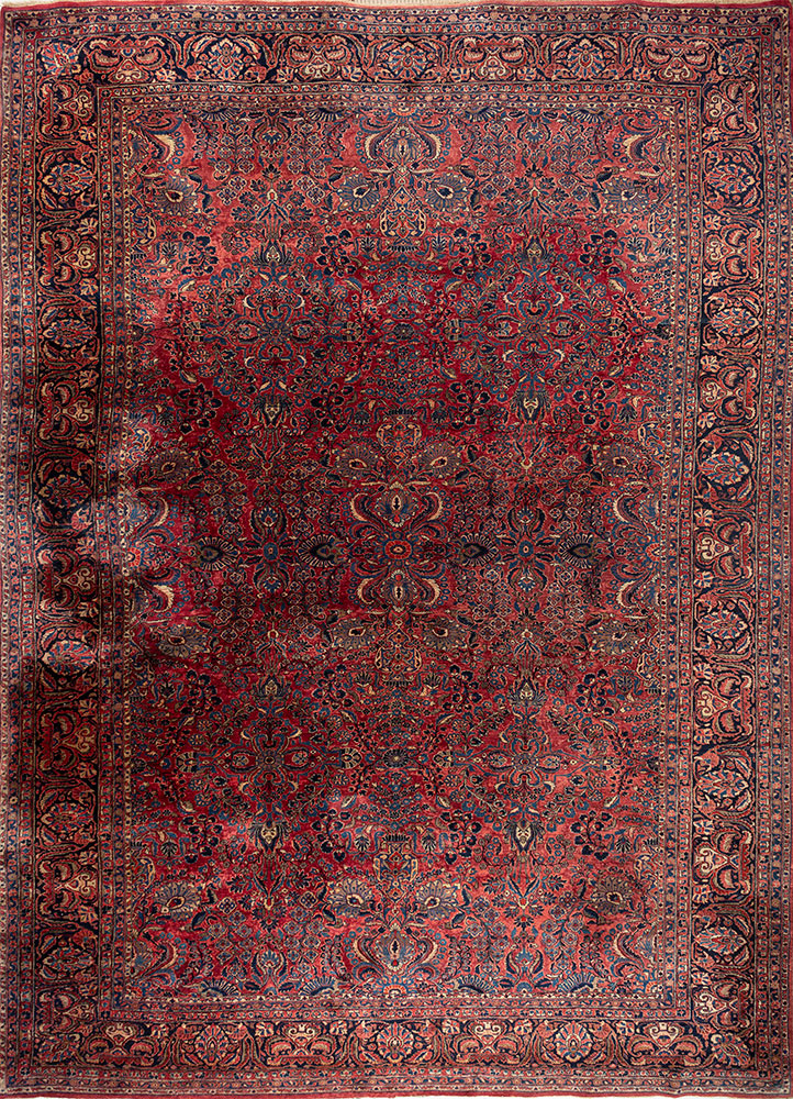 aalam pink and purple wool hand knotted Rug - HeadShot