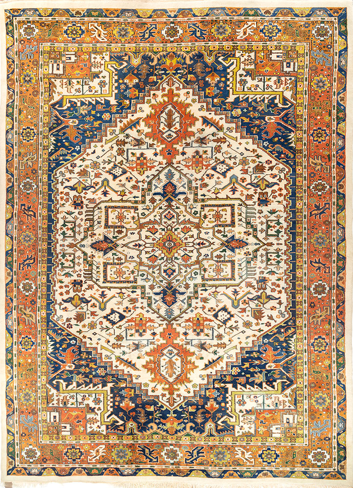 aalam ivory wool hand knotted Rug - HeadShot