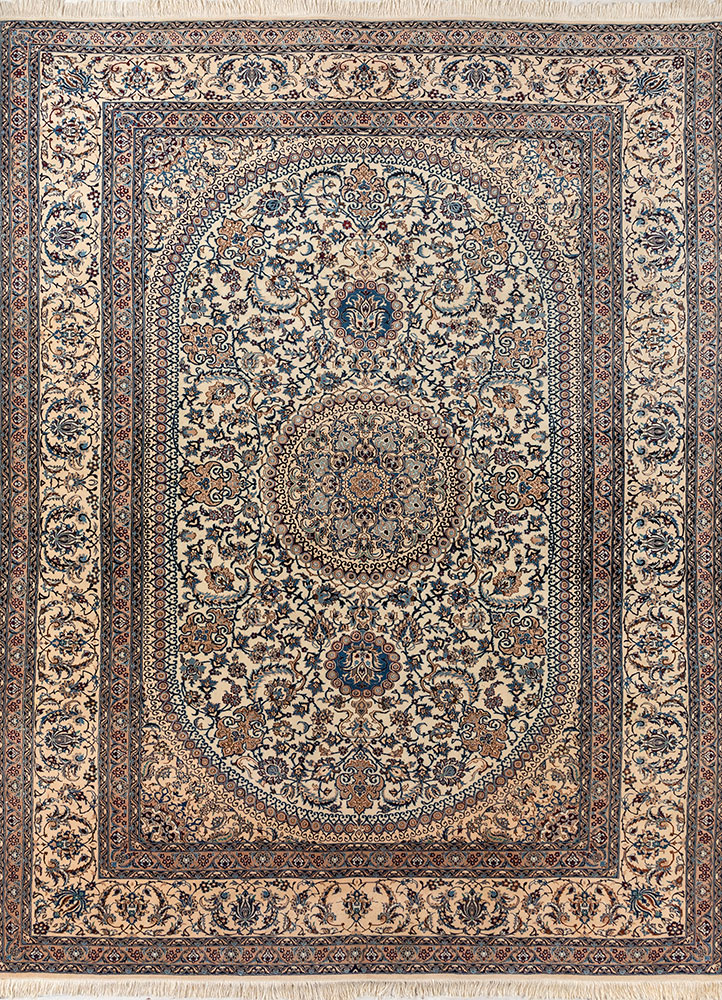 aalam ivory wool hand knotted Rug - HeadShot