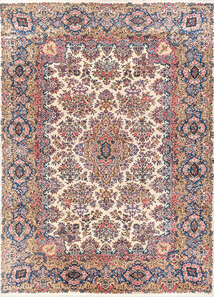 aalam ivory wool hand knotted Rug - HeadShot