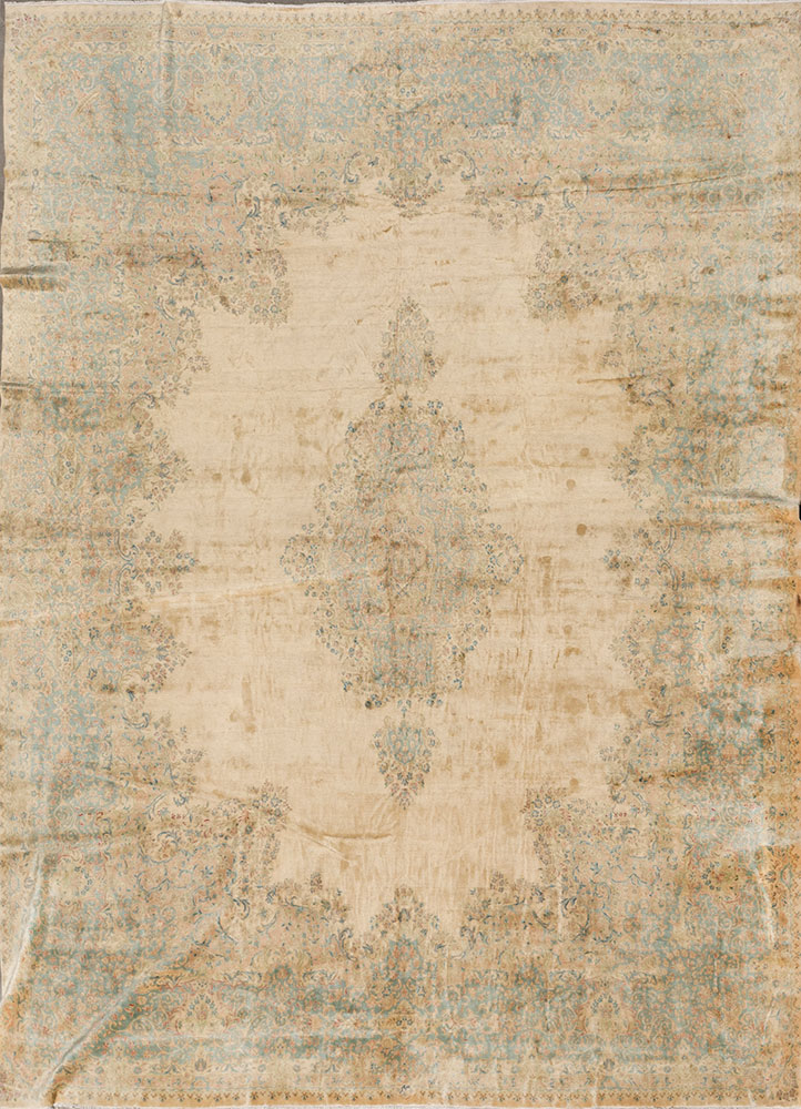 aalam ivory wool hand knotted Rug - HeadShot