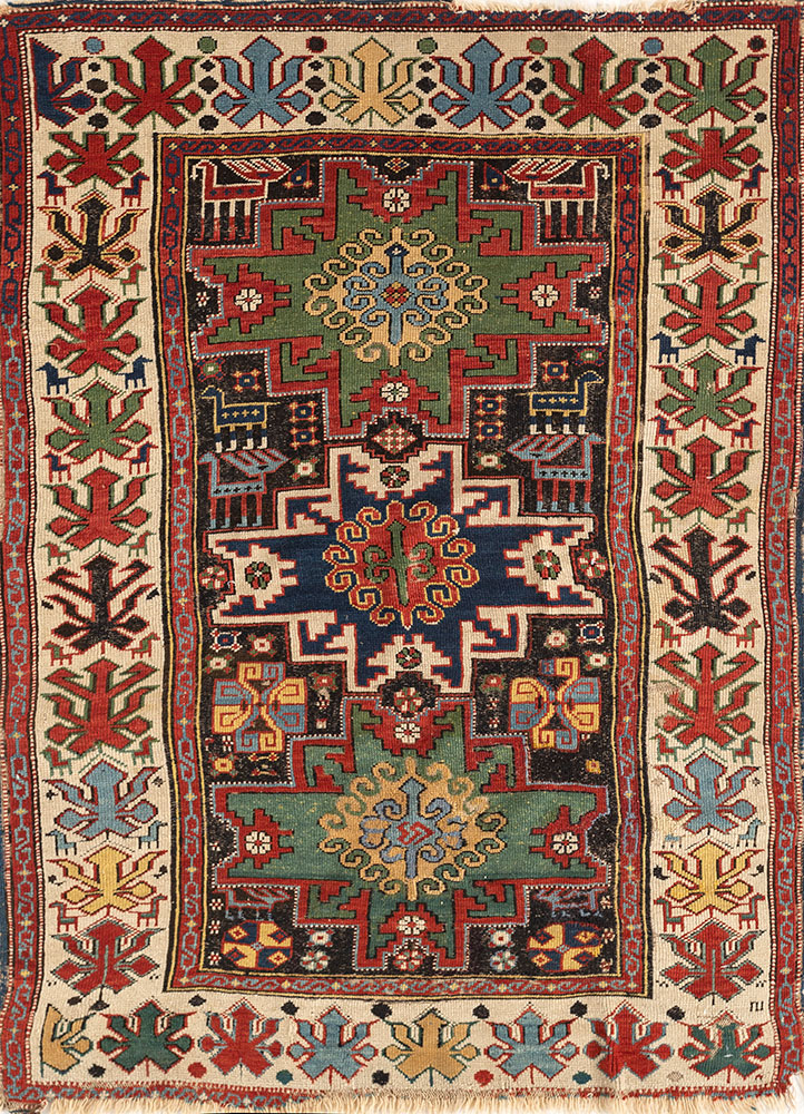 kiaan green wool hand knotted Rug - HeadShot