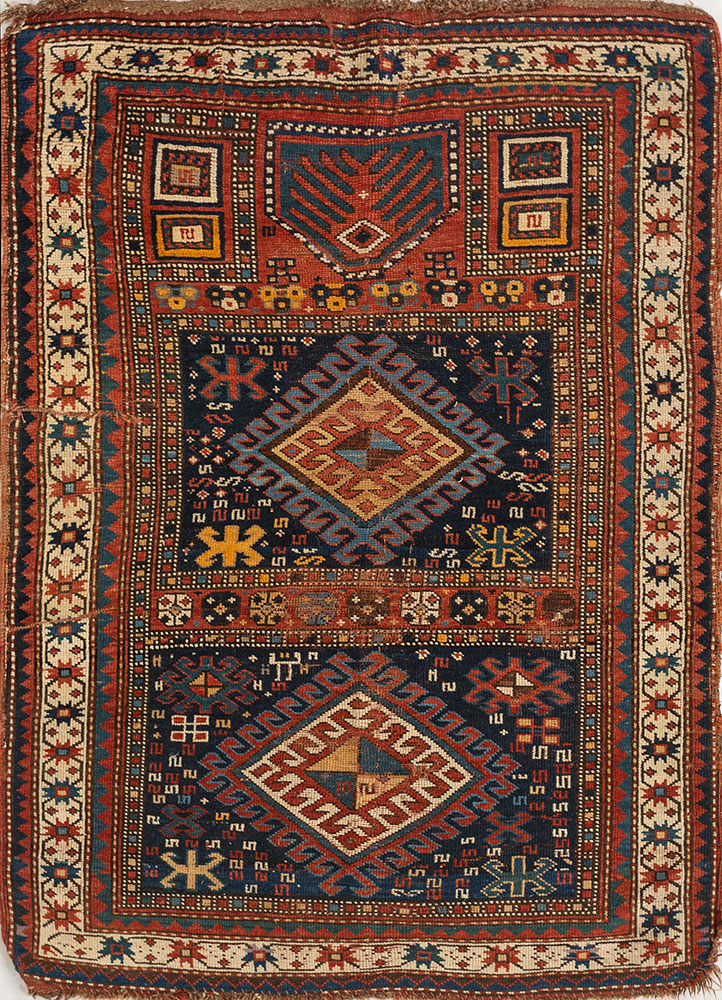 kiaan blue wool hand knotted Rug - HeadShot