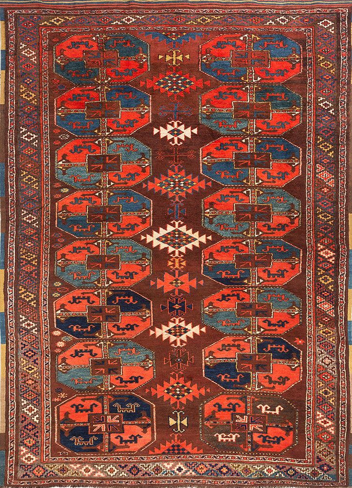 kiaan red and orange wool hand knotted Rug - HeadShot