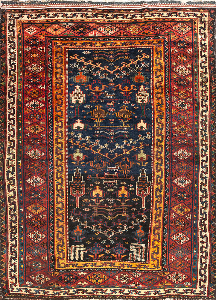 kiaan blue wool hand knotted Rug - HeadShot
