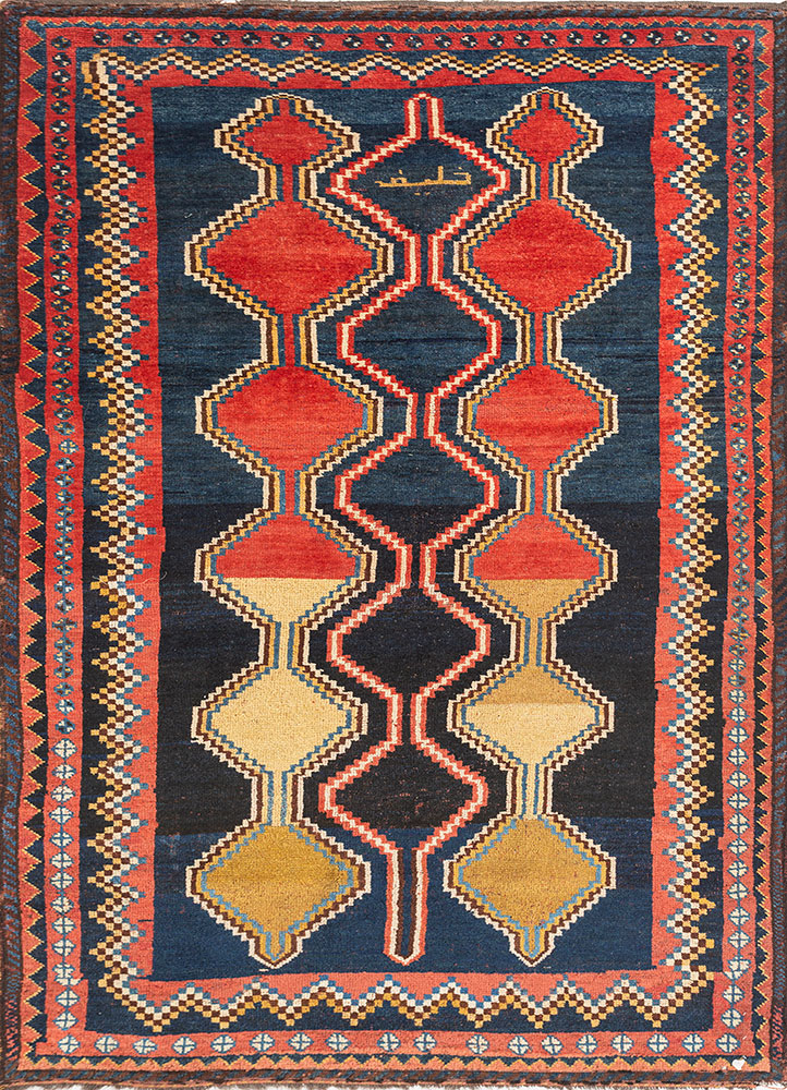 kiaan blue wool hand knotted Rug - HeadShot