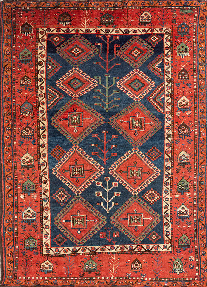 kiaan blue wool hand knotted Rug - HeadShot