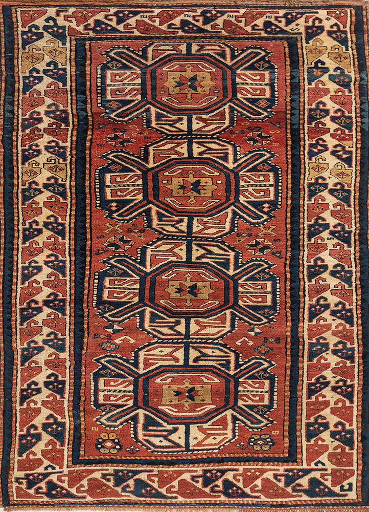 kiaan red and orange wool hand knotted Rug - HeadShot