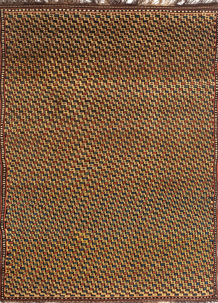 aalam red and orange wool hand knotted Rug - HeadShot