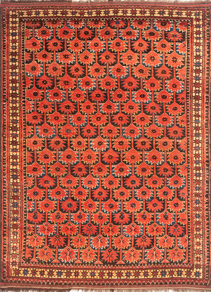 kiaan red and orange wool hand knotted Rug - HeadShot