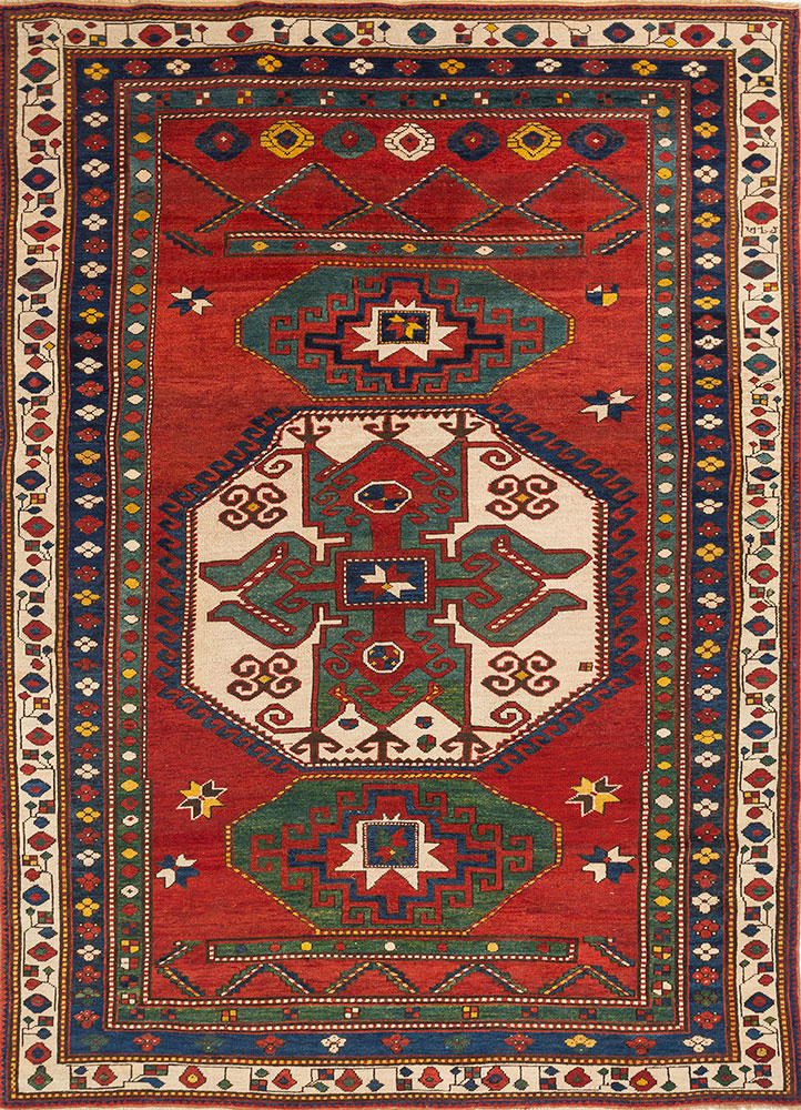 kiaan red and orange wool hand knotted Rug - HeadShot