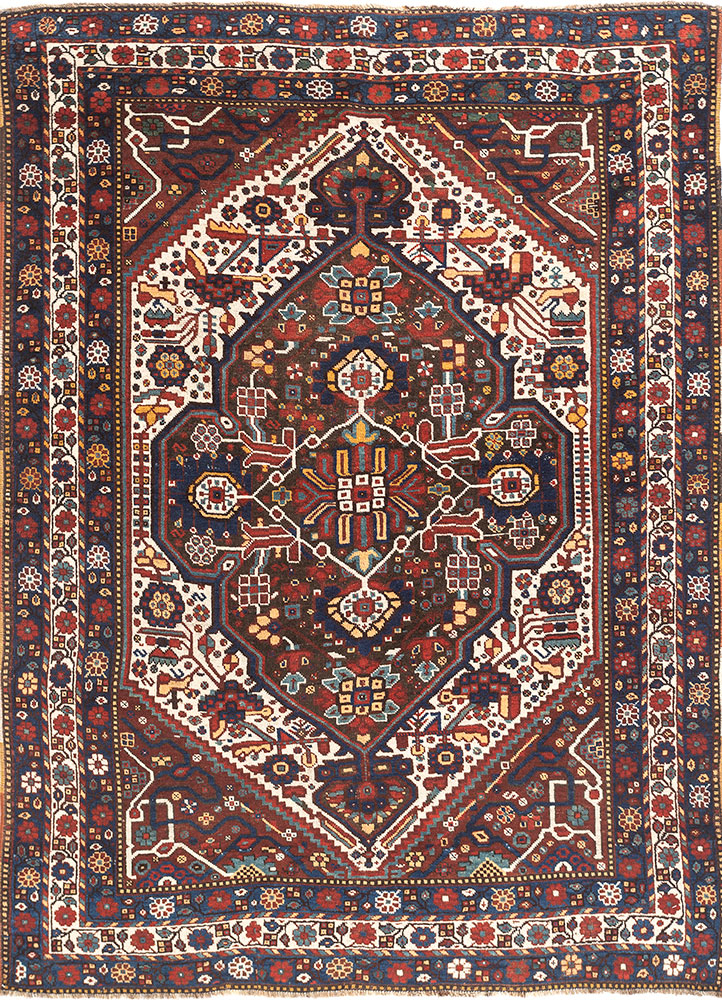 aalam red and orange wool hand knotted Rug - HeadShot