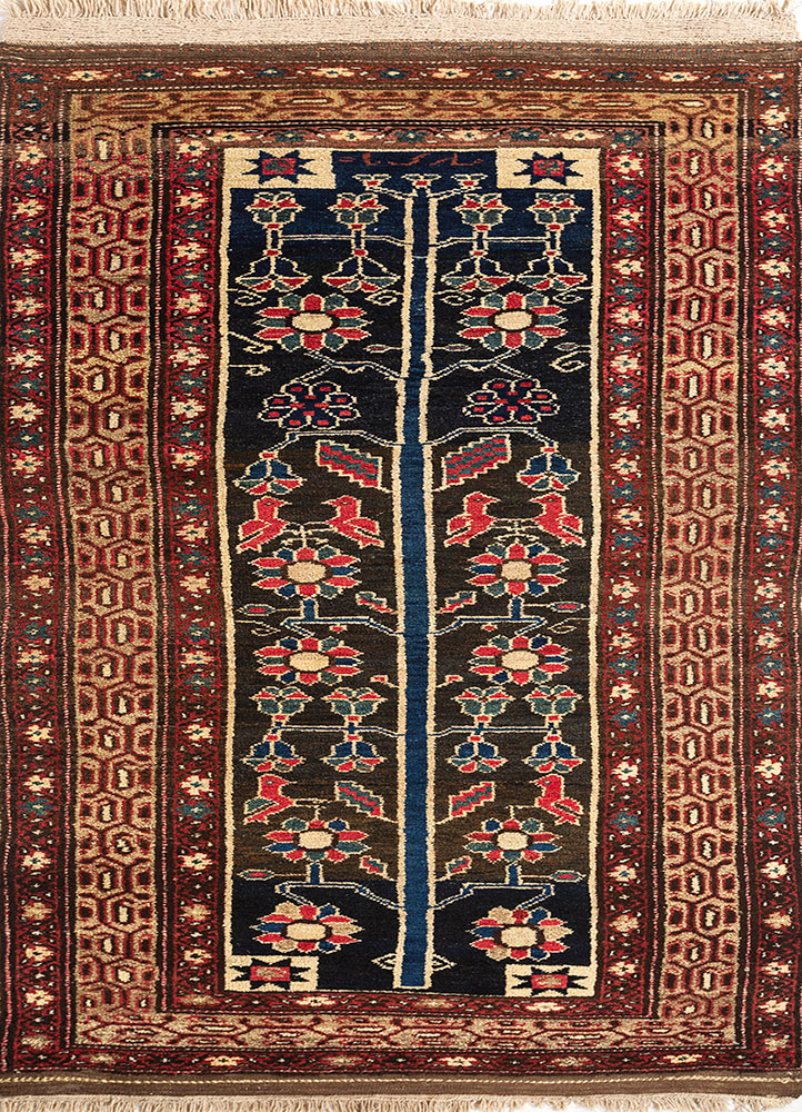 kiaan beige and brown wool hand knotted Rug - HeadShot