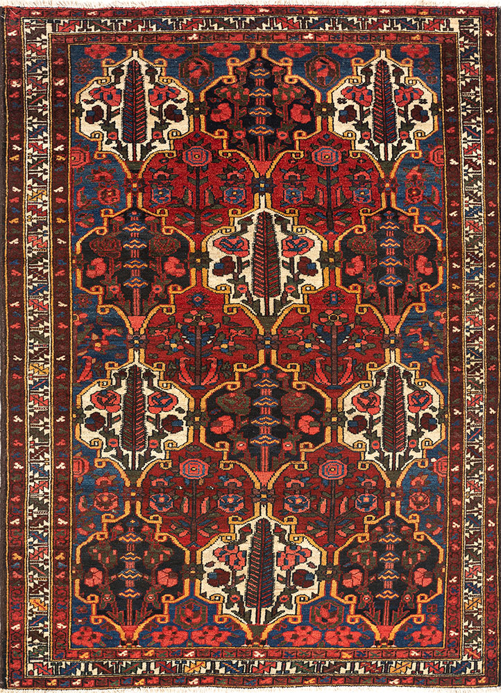 aalam red and orange wool hand knotted Rug - HeadShot