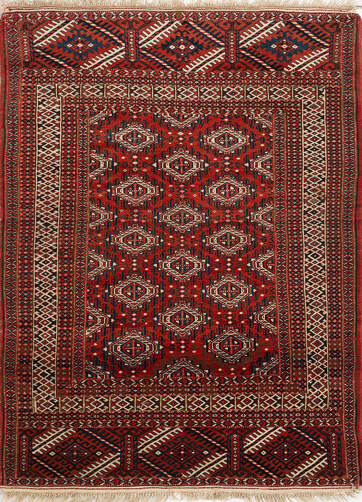 kiaan red and orange wool hand knotted Rug - HeadShot