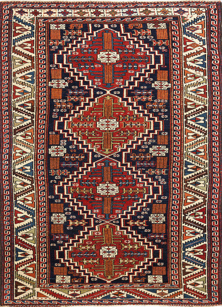 kiaan blue wool hand knotted Rug - HeadShot