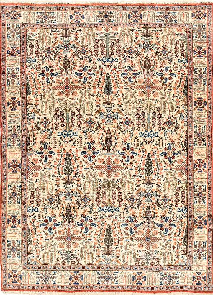 aalam ivory wool hand knotted Rug - HeadShot