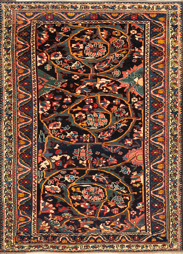 aalam blue wool hand knotted Rug - HeadShot