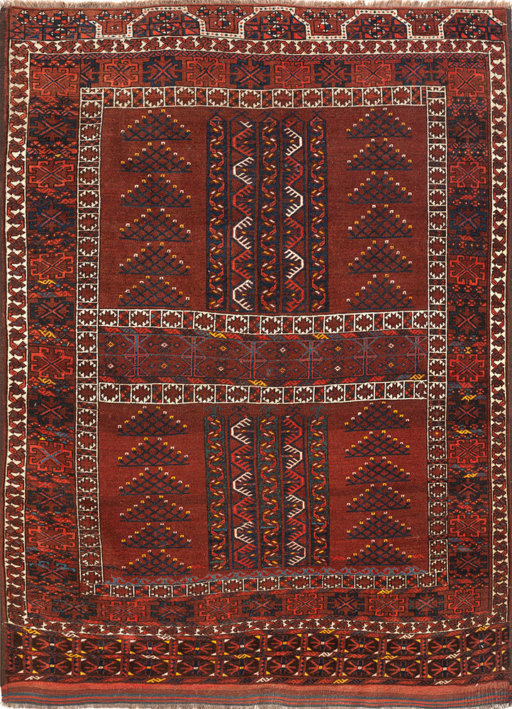 kiaan red and orange wool hand knotted Rug - HeadShot