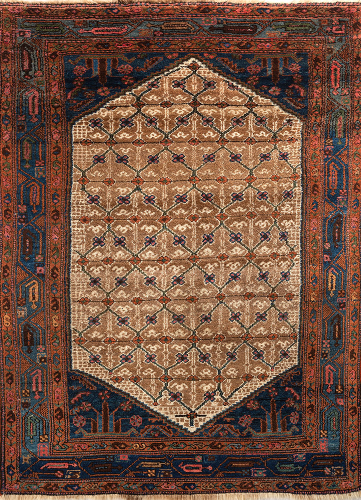 aalam gold wool hand knotted Rug - HeadShot
