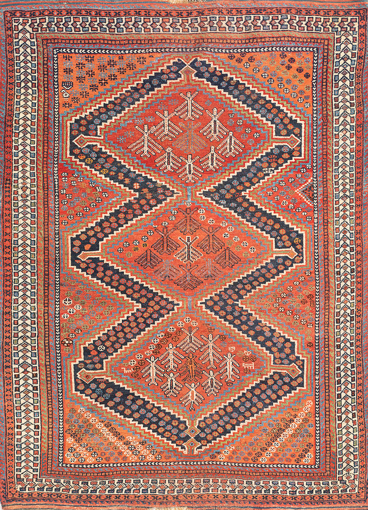 kiaan red and orange wool hand knotted Rug - HeadShot