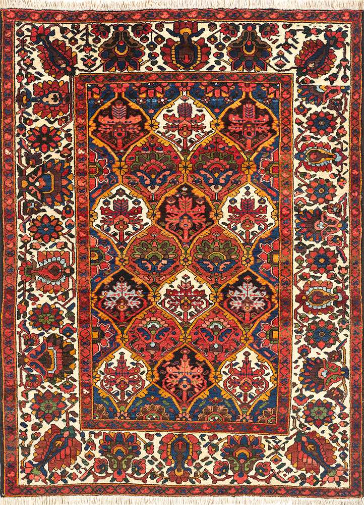 aalam blue wool hand knotted Rug - HeadShot