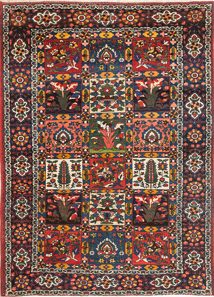 aalam blue wool hand knotted Rug - HeadShot