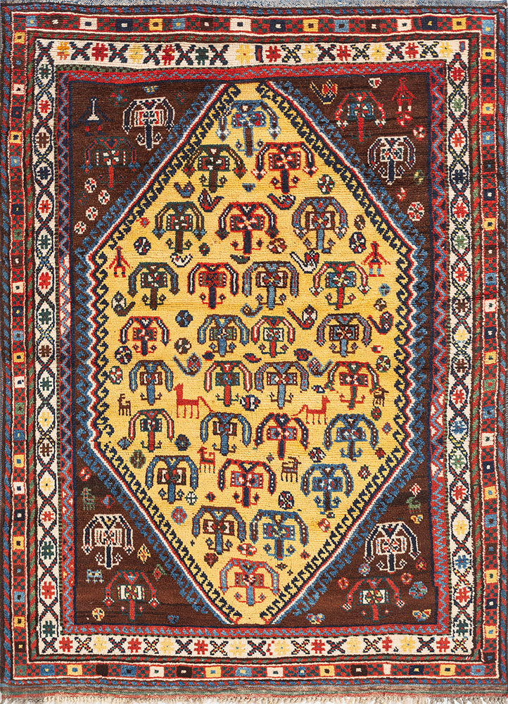 aalam gold wool hand knotted Rug - HeadShot