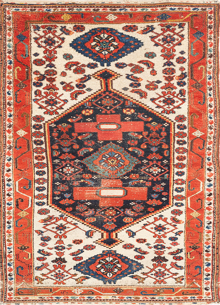 kiaan blue wool hand knotted Rug - HeadShot