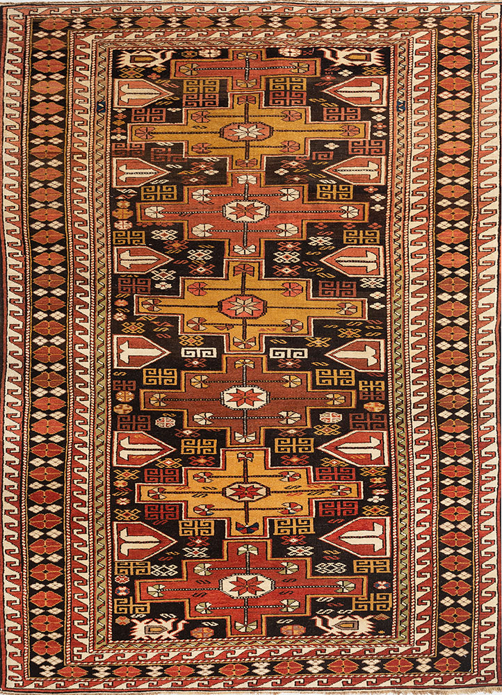 kiaan beige and brown wool hand knotted Rug - HeadShot
