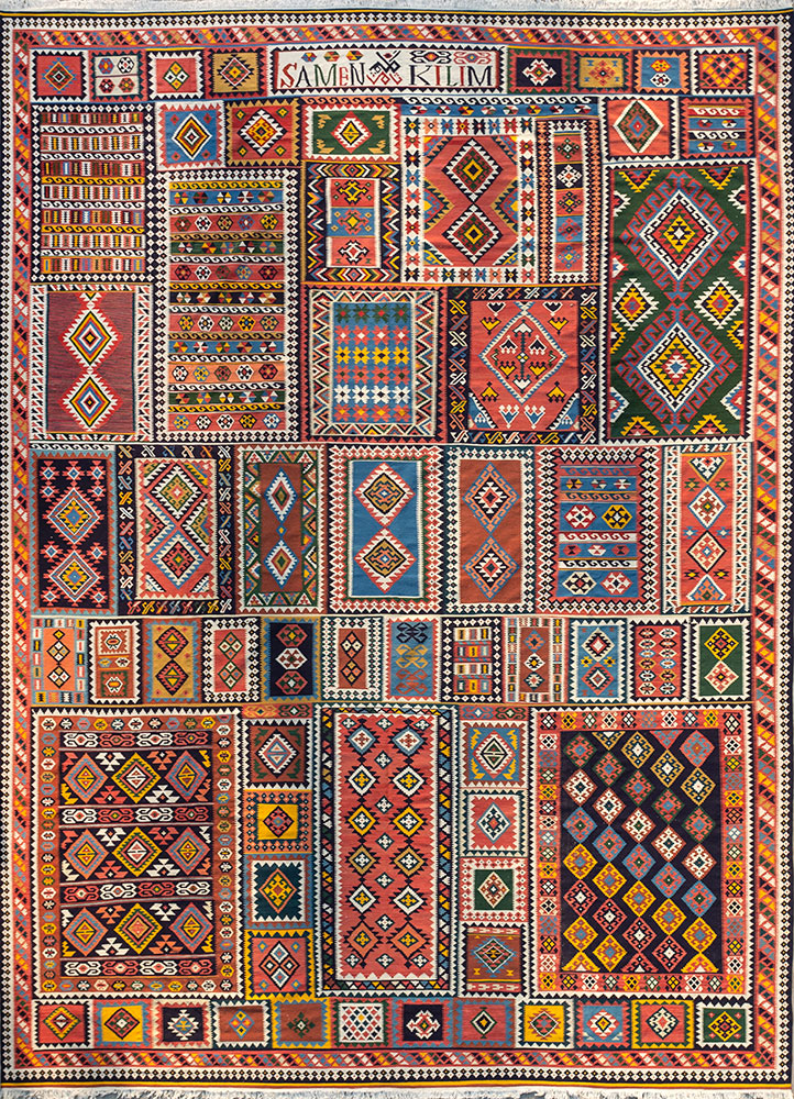 nayaab blue wool flat weaves Rug - HeadShot
