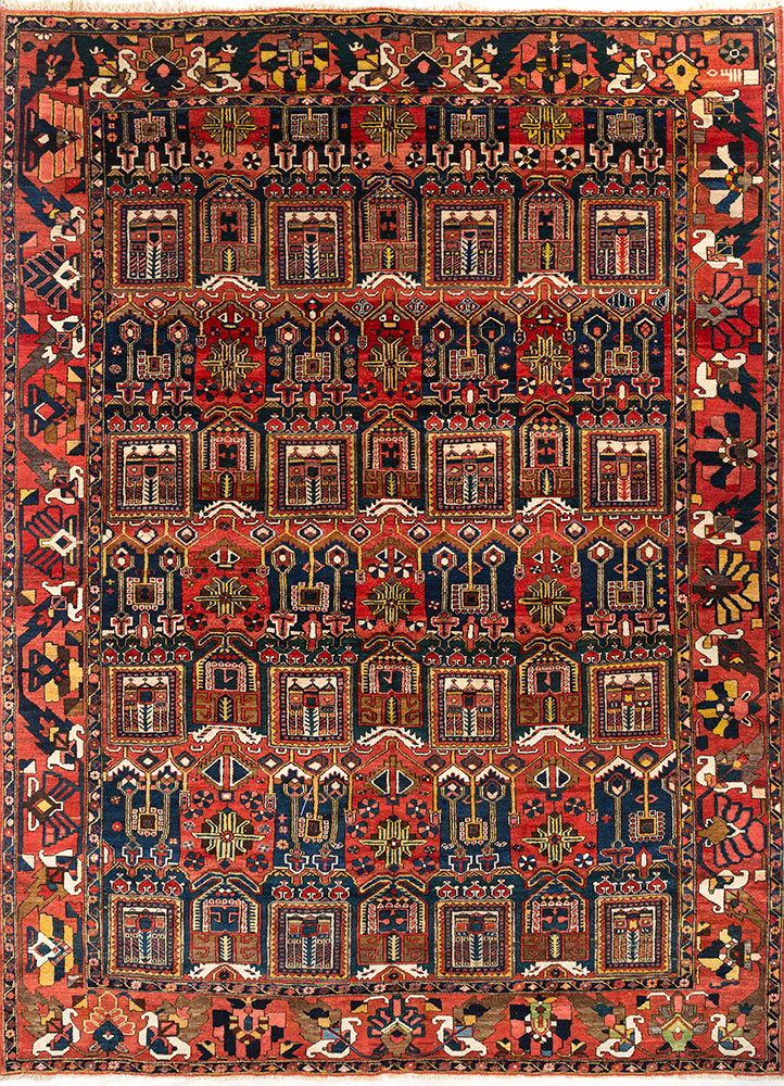 aalam blue wool hand knotted Rug - HeadShot