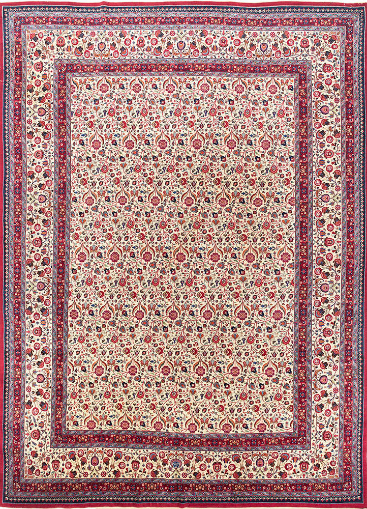 aalam ivory wool hand knotted Rug - HeadShot