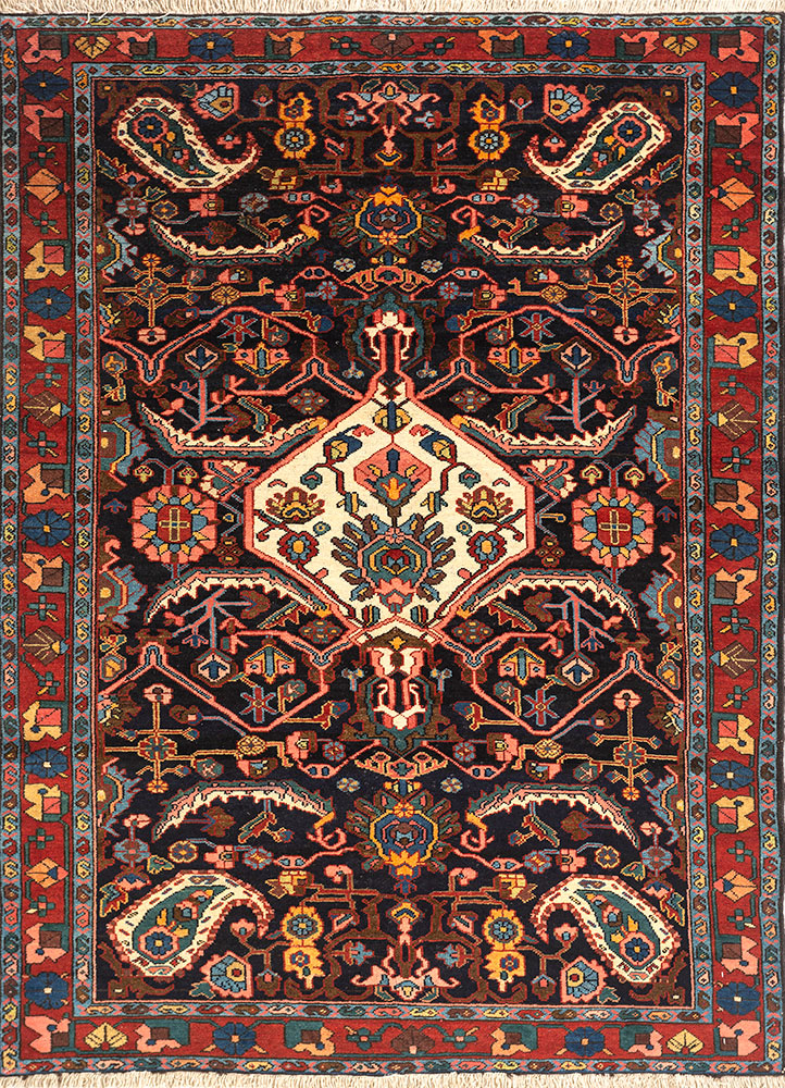 aalam blue wool hand knotted Rug - HeadShot