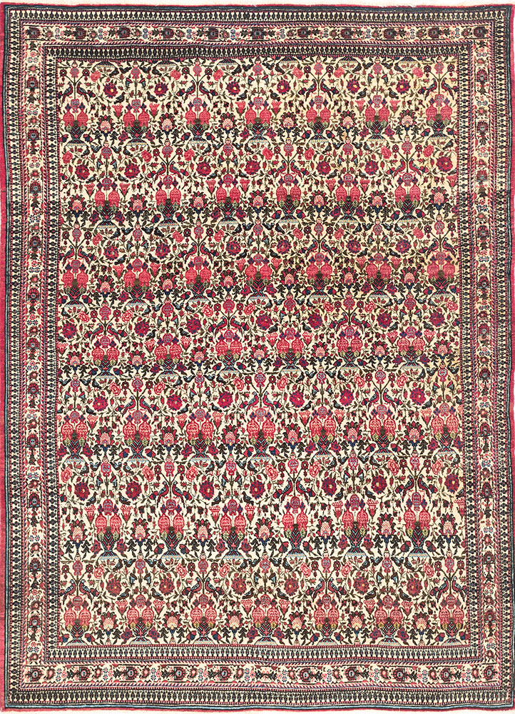 aalam ivory wool hand knotted Rug - HeadShot