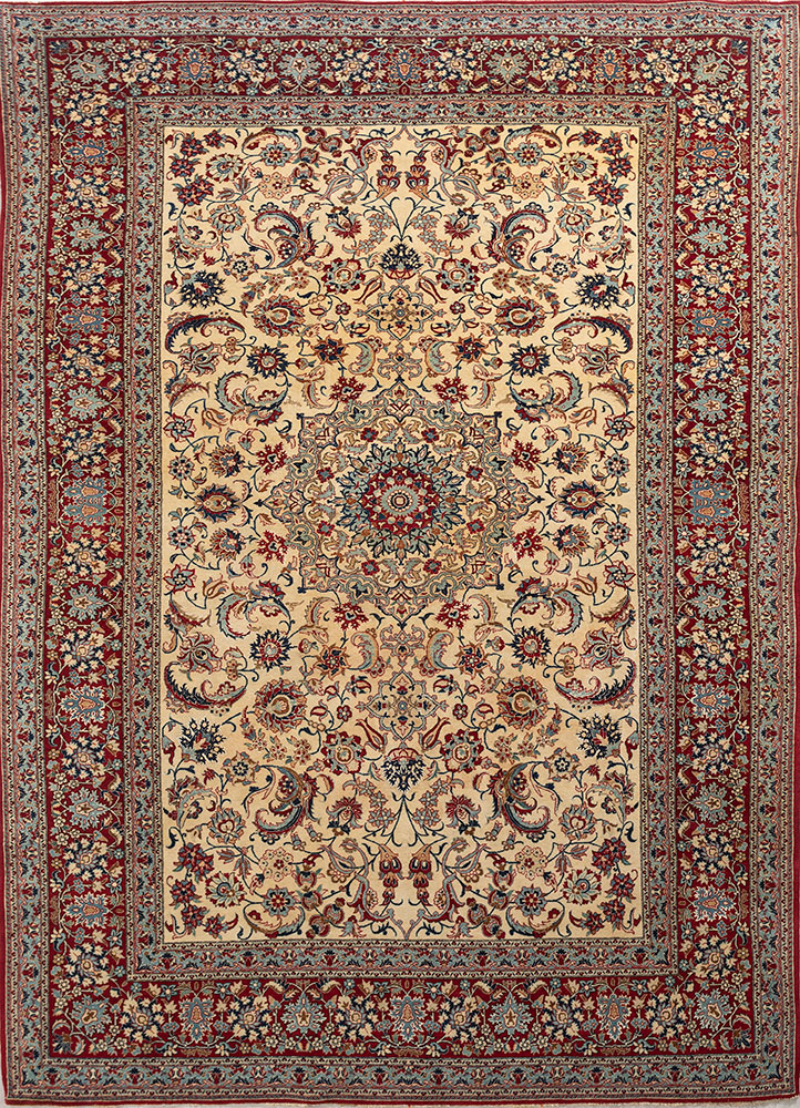 aalam ivory wool hand knotted Rug - HeadShot