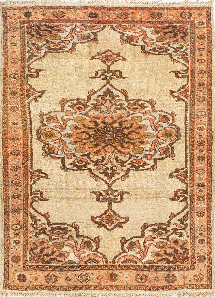 aalam ivory wool hand knotted Rug - HeadShot