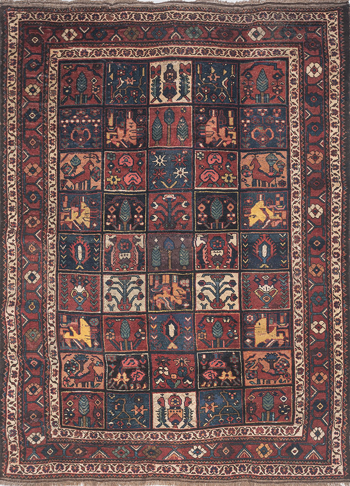 aalam blue wool hand knotted Rug - HeadShot