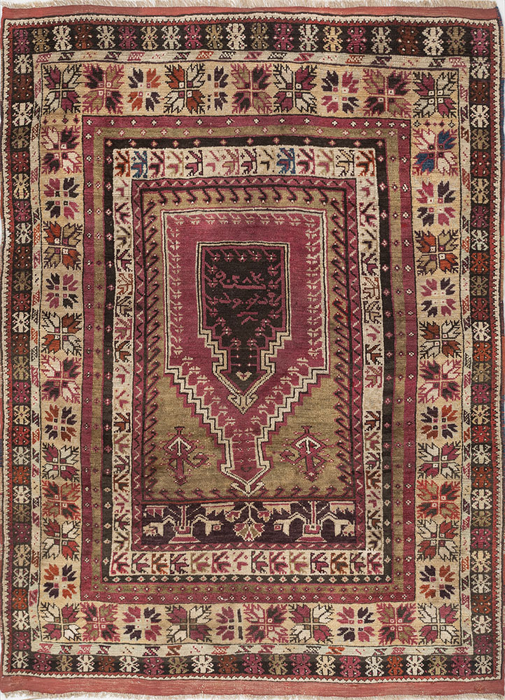 aalam green wool hand knotted Rug - HeadShot