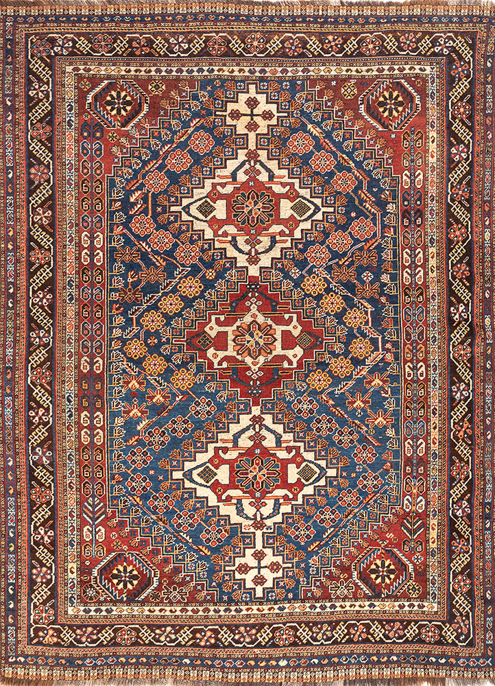 kiaan blue wool hand knotted Rug - HeadShot