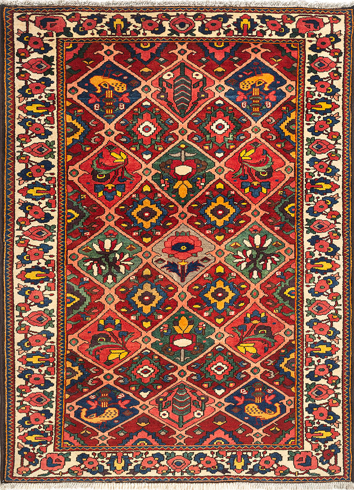 aalam red and orange wool hand knotted Rug - HeadShot