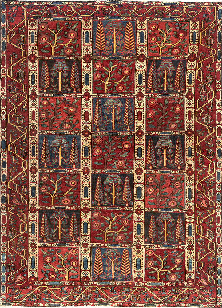 aalam blue wool hand knotted Rug - HeadShot