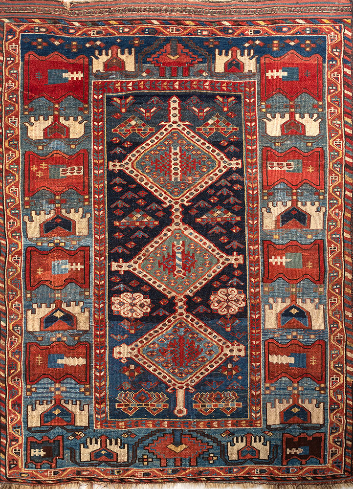 kiaan blue wool hand knotted Rug - HeadShot