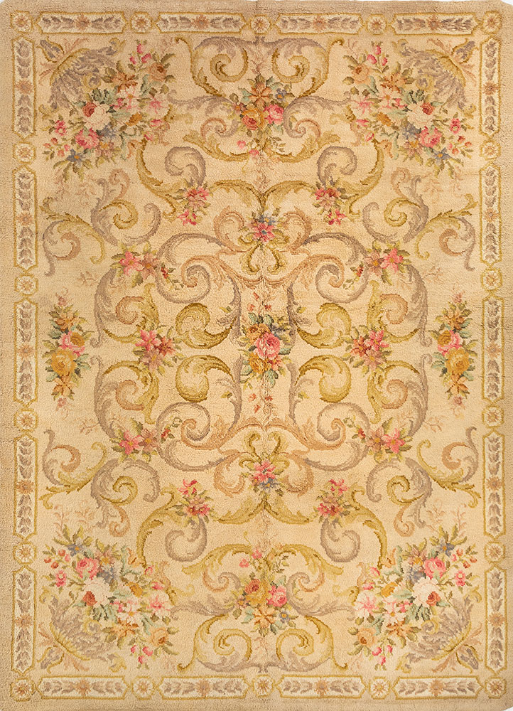aalam gold wool hand knotted Rug - HeadShot
