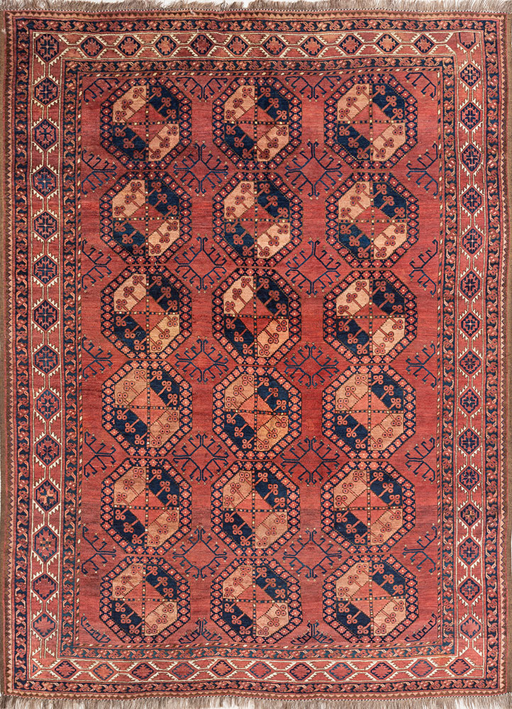 kiaan red and orange wool hand knotted Rug - HeadShot